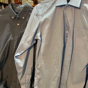 Two Men’s/Boy size small  Button-Down Shirts in Blue and Gray
